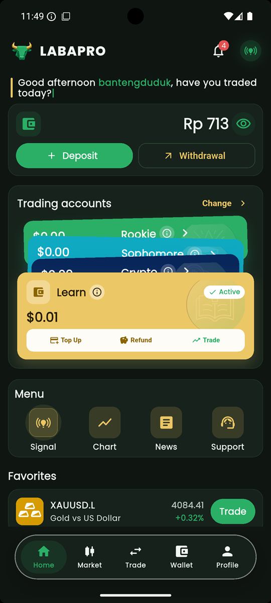 Labapro wallet screen